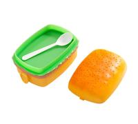Eventerde Contenitore per il pranzo a forma di hamburger - Dolce hamburger - Contenitore per il pranzo portatile e dolce hamburger contenitore per alimenti con cucchiaio, contenitore antigoccia