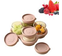 Eventerde Contenitori Snack Per Bambini,4 Pezzi con Vassoio Graduato Piccoli e Adatti al Microonde - Contenitori Conserva Cibo e Preparazione Pasti,per Purea di Frutta Latte Materno Casa Asilo Viaggio