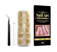 Eventerde Cristalli per Unghie | 3D Brillantini Oro Con Pinzette,Decorazioni Unghie in Oro Kit Manicure | Per Donne Ragazze French Tip Acrilico Compleanno Natale Matrimonio Festa Palco Vacanza
