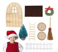 Eventerde Miniature Porte delle Fate Natale,Decorazioni Natale Esterno Miniatura in Legno,Decorazione Artigianale Legno Fate per Pareti Interni - attività Bambini Interno Esterno