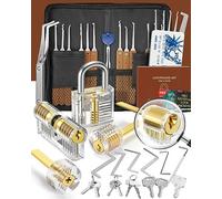 Eventronic 36+5 Pezzi Set Grimaldelli, [2024 Aggiungere Le Nuove Serrature Più Impegnative] Lockpicking Set con 5 Serrature Trasparenti, Manuale di Sblocco per Principianti e Fabbri Professionisti