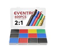 Eventronic Guaina Termorestringente 560 Pezzi, Impermeabile IP56, Totale 25,2 m, in 5 Colori, 12 Misure, Tdeale per l'isolamento Elettrico e le Connessioni dei Fili, Alta Resistenza, Non Sbiadisce Mai