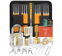 Eventronic Set Fabbro, Set Grimaldelli da 32 Pezzi Grimaldelli Lock Picking con 4 Trasparente Serratura Lucchetto con Borsa di e Istruzioni, Pratica Aprire le Serrature Set per Fabbri Principianti