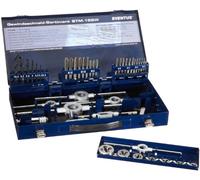 Eventus by Exact 10722 - Set di 44 filettature metriche HSS M3-M12, con filettatura a mano, filiera e supporto, per verricello, trapano a nucleo, portautensili
