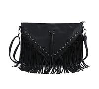 EVEOUT Borsa a tracolla con frange da Donna Moda Borsa nappa con rivetti sintesi Borse a spalla con nappa