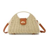 EVEOUT Borsa a tracolla in Paglia per Donne Ragazze Estiva Borsa a cesto Rattan Intrecciata Boho Chic Borse a mano per spiaggia vacanze viaggio