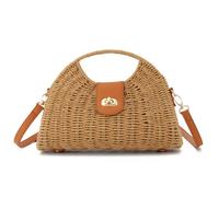 EVEOUT Borsa a tracolla in Paglia per Donne Ragazze Estiva Borsa a cesto Rattan Intrecciata Boho Chic Borse a mano per spiaggia vacanze viaggio