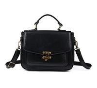 EVEOUT Borsa a tracolla per le donne retrò borsa tote classica vintage maniglia superiore, chiusura girevole unica - nero, taglia unica, retrò, vintage, Serratura girevole singola - Nero, Taille