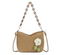 EVEOUT Borsa Rattan con Fiore e Catena Donna Estate Boho Borsa a Cesto Paglia Tracolla Borse Rafia Intrecciata per Spiaggia Matrimonio Festa