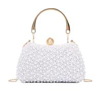 EVEOUT Pochette di Perle per Donne Elegante Borsa da Sposa in Perle Clutch da Sera con Catena Borsa a tracolla per Festa Matrimonio