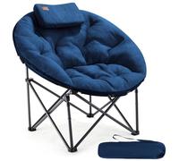 EVER ADVANCED Moonchair, sedia da campeggio XXL, pieghevole, portata 150 kg, rotonda, imbottita, spessa, da campeggio, con cuscino, extra larga, per esterni, blu