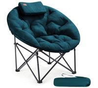 EVER ADVANCED Moonchair - Sedia pieghevole di lusso, XXL, 150 kg, rotonda, imbottita, con schienale alto, con cuscino, extra large, per esterni, giardino, balcone, interni, colore nero