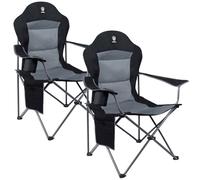 EVER ADVANCED Sedia da campeggio pieghevole 160KG caricabile, Ultra-large con schienale alto, comoda sedia pieghevole con cenere laterale e portabicchieri per campeggio giardino balcone pesca