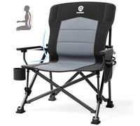 EVER ADVANCED Sedia da campeggio pieghevole, 230 kg, portata XL, supporto lombare, 62 cm, larghezza seduta con tasca laterale, supporto per bevande, sedia pieghevole per campeggio, esterni, balcone,