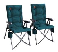 EVER ADVANCED Sedia da campeggio pieghevole con schienale regolabile in 4 posizioni fino a 150 kg, spessore 6 cm, imbottita con tasca laterale, porta bevande, sedia da giardino, schienale alto, sedia