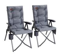 EVER ADVANCED Sedia da campeggio pieghevole con schienale regolabile in 4 posizioni fino a 150 kg, spessore 6 cm, imbottita con tasca laterale, porta bevande, sedia da giardino, schienale alto, sedia