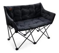 EVER ADVANCED Sedia da campeggio pieghevole per 2 persone, divano pieghevole, portata 320 kg, di lusso, XXL, 2 posti, divano da campeggio imbottito, schienale alto, extra lungo, per esterni, giardino,