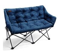 EVER ADVANCED Sedia da campeggio pieghevole per 2 persone, divano pieghevole, portata 320 kg, di lusso, XXL, 2 posti, divano da campeggio imbottito, schienale alto, extra lungo, per esterni, giardino