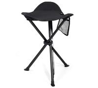 EVER ADVANCED Sgabello pieghevole da campeggio ultraleggero, 53,3cm altezza, 102 kg carico con tasca laterale, per campeggio, caccia, escursionismo, pesca, nero