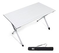 EVER ADVANCED Tavolo da Campeggio Pieghevole Alluminio 120X70CM Tavolo Pieghevole 100KG Piano Tavola Caricabile per 4-6 Persone, Tavolo Pieghevole per Campeggio Picnic Giardino Balcone, Bianco