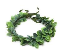 Ever Fairy Corona per capelli da sposa per ragazze, con fiori, fascia per capelli da donna, stile bohémien, ghirlanda di fiori per neonati, corona per capelli (foglia verde), Foglia verde., 1 count