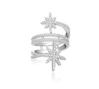 EVER FAITH Anello da donna a forma di stella del Nord, con zirconia cubica, promessa di impegno, fiocchi di neve, per feste di vacanza, Zirconia cubica, Zirconia cubica