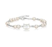 EVER FAITH Bracciale barocco con perle d'acqua dolce gatto con perle naturali e petite con bracciale regolabile per donne e ragazze