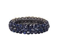 EVER FAITH Bracciale da Sposa per Il Matrimonio, Brillante Cristalli Strass Elastico per Donne Ragazze Blu Navy