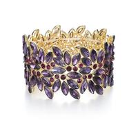 EVER FAITH Bracciale elastico Art Deco, stile vintage, rotondo, con cristalli marchese, per balli di fine anno, Cristallo