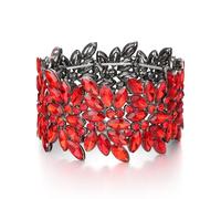 EVER FAITH Bracciale elastico Art Deco, stile vintage, rotondo, con cristalli marchese, per balli di fine anno, Cristallo