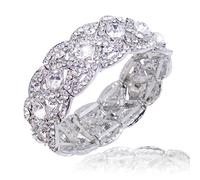 EVER FAITH Braccialetto Cristallo Austriaco Tratto Braccialetto Matrimonio Claro Argento-Fondo N02751-1