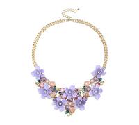 EVER FAITH Collana choker con fiori, strass multicolore e cristallo floreale, collana a bavaglino alla moda, gioielli alla moda, statement per donne, 50 cm, Cristallo