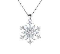EVER FAITH Collana con ciondolo a forma di fiocco di neve in argento Sterling 925 con zirconi, Argento sterling Zirconia cubica