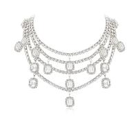 EVER FAITH Collana vintage con strass storia collare glitter cristallo costume statement Bib Choker, 30 cm x 7.3 cm, Cristallo