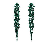EVER FAITH Cristalli austriaci Art Deco Statement Orecchini, Banchetto Prom Long Chandelier Orecchini pendenti pendenti per donna Verde Nero-fondo