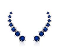 EVER FAITH Orecchini a clip in argento Sterling 925, ipoallergenico, blu, zirconia cubica, orecchini Sweep, Argento sterling Zirconia cubica