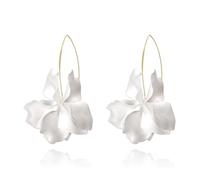 EVER FAITH Orecchini a forma di petalo per donna boho fiore bianco rosa petale orecchini in acrilico sfalsato fiore grande lungo goccia orecchini per estate Stran