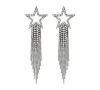 EVER FAITH Orecchini a forma di stella, per donne e ragazze, nappa con strass di cristallo a cascata lunga perline frange lampadario goccia dichiarazione matrimonio gioielli, Cristallo