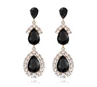EVER FAITH Orecchini a goccia da donna in stile vintage art déco con strass scintillanti, gioielli da donna, per matrimoni, feste, color argento trasparente, Medio, Cristallo, Non pietra preziosa