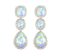 EVER FAITH Orecchini da donna con strass e cristalli, stile vintage per feste e matrimoni, orecchini pendenti a goccia con alone, Medio, Cristallo, Non pietra preziosa