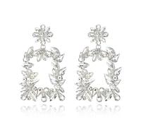 EVER FAITH Orecchini da donna con strass rettangolari da appendere con cristallo glitter alla moda, alla moda, grandi, geometrici, ideali come regalo per matrimoni, feste, gioielli, Cristallo