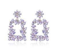 EVER FAITH Orecchini da donna con strass rettangolari da appendere con cristallo glitter alla moda, alla moda, grandi, geometrici, ideali come regalo per matrimoni, feste, gioielli, Cristallo