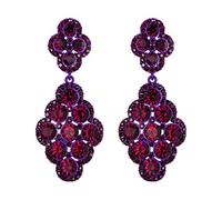 EVER FAITH Orecchini Donna da sposa Rombo Rhinestone cristallo Hollow Lampadario Pendente Viola