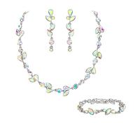 EVER FAITH Set di gioielli in cristallo elegante marquisa e rotondo taglio a foglia di strass collane, orecchini e bracciale da donna marrone oro, cristallo, Nessuna pietra preziosa