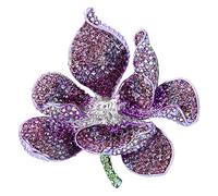 EVER FAITH Spilla Gioiello, Cristallo Austriaco Nuziale Orchidea Fiore Petalo Viola Argento-Fondo