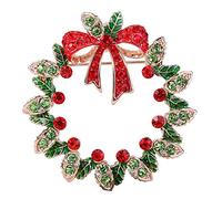 EVER FAITH Spilla Gioiello, Cristallo Flora Le Foglie Corona Fiocco a Nastro Pin Rosso w/Verde Rose Oro-Fondo