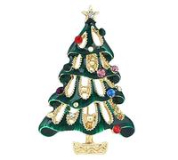 EVER FAITH Spilla Regalo, Austriaco Cristallo Stella Verde Sempreverde Albero di Natale Oro-Fondo