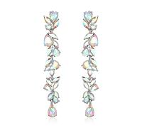 EVER FAITH Strass cristallo lampadario pendolare orecchini art deco marquise teardrop lunga pendenza a goccia per donna sposa matrimonio prom chiaro tono argento, Cristallo, Zirconia cubica