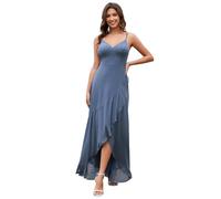 Ever-Pretty Abiti da Ceremonia con Scollo a V e Senza Maniche Abiti da Eera in Chiffon Abiti da Donna Eleganti Denim Blu 40
