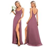 Ever-Pretty Abiti da Cerimonia Maxi con Scollo a V e Cinturino a Spaghetti Senza Maniche Abito da Damigella d'Onore con Spacco46